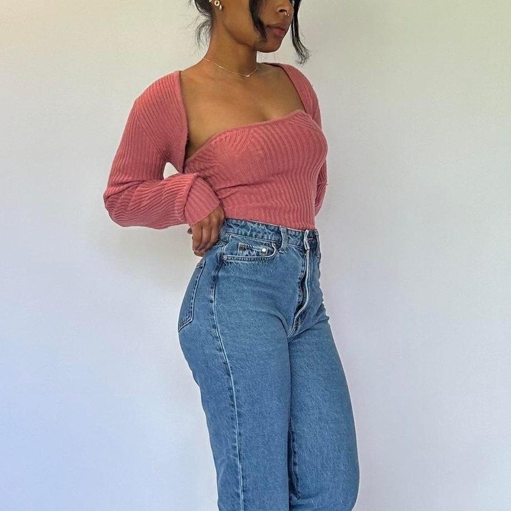 Pink Cropped Knit Two-Piece - Picture 3 of 6
